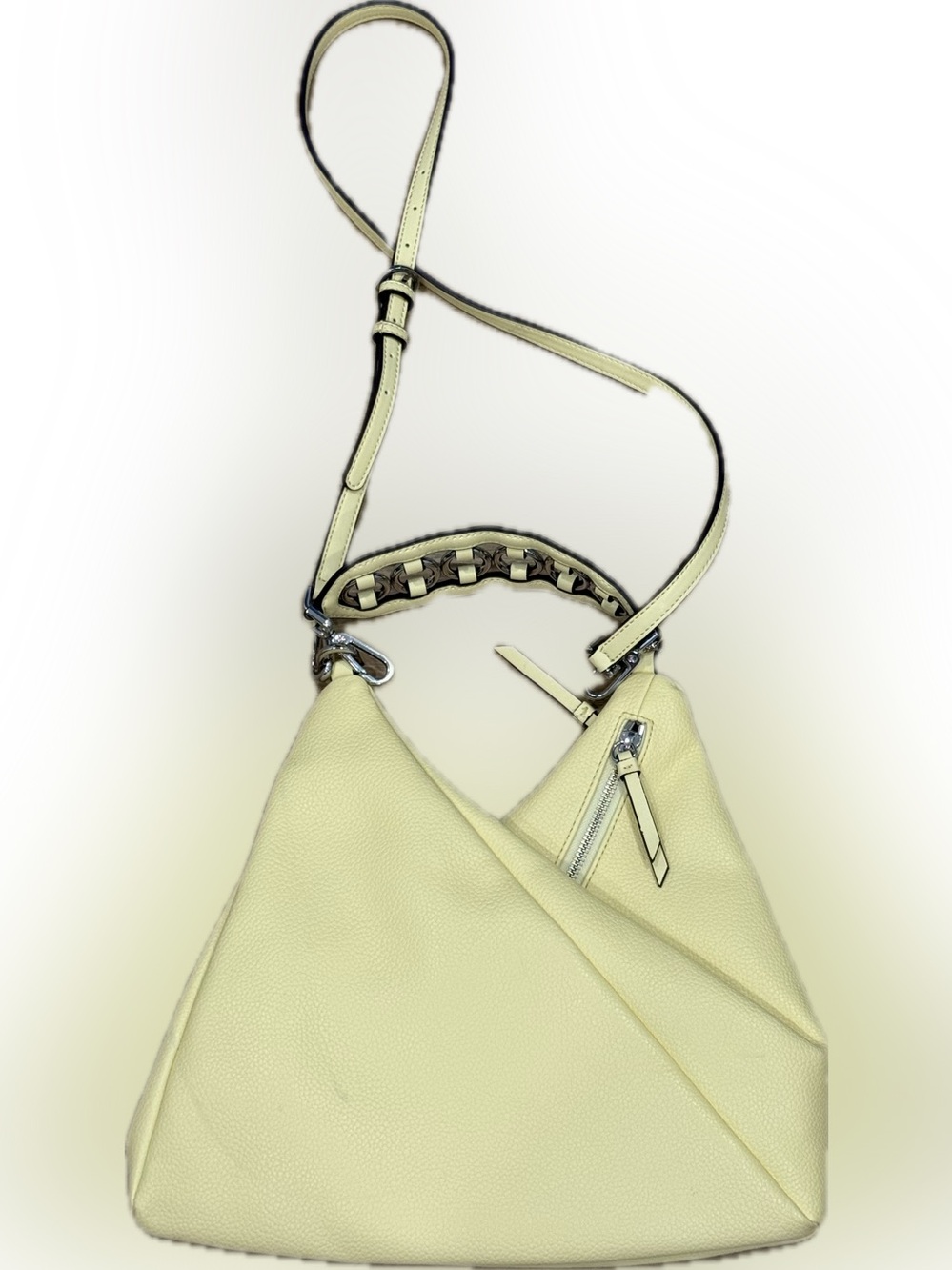 Calvin Klein Butter Yellow Convertible Hobo Crossbody Bag Silver Hardware
